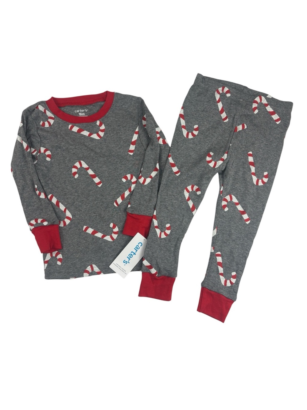 Carters Kids Candy Cane Holiday Christmas 2 Piece Pajama Set Size 18M NWT